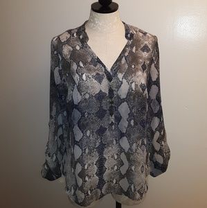 a.n.a Chic Snakeskin print long sleeve shirt